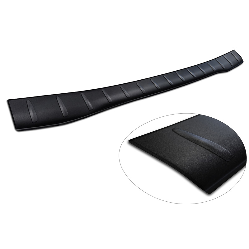 Protection de seuil arrière inox noir mat sur mesure pour Ford Transit Custom & Tourneo Custom (V710) 2023- / Volkswagen Transporter T7 2024- 'Ribs'