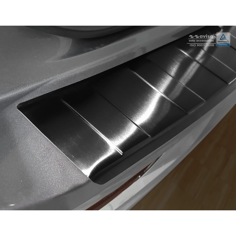 Protection de seuil arrière inox noir sur mesure pour Volvo XC60 II 2017-2021- & FL 2021- incl. R-Design 'Ribs'