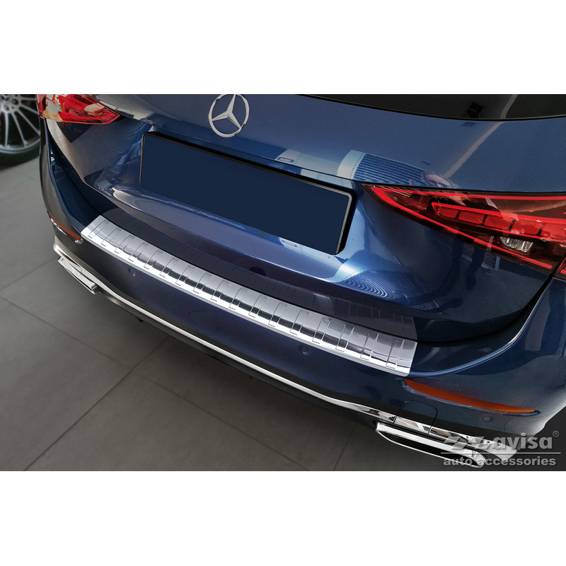 Protection de seuil arrière inox sur mesure pour Mercedes Classe-C AMG Estate (S206) 2021- 'Ribs'