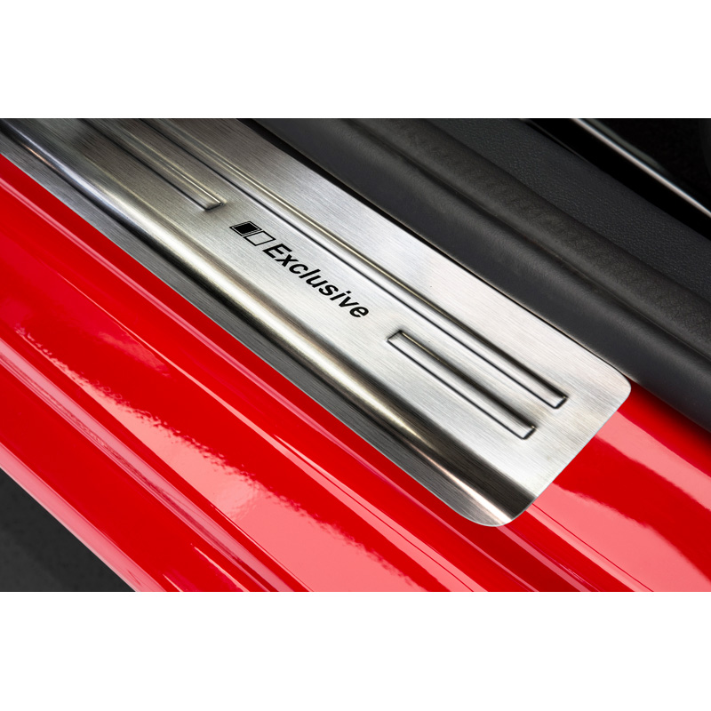Seuils de portes inoxydable sur mesure pour Skoda Fabia III Combi/Hatchback 2014-2018 & FL 2018-2021 - 'Exclusive' - 4-pièces