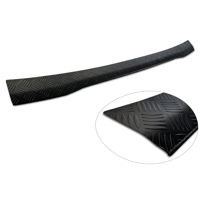 Protection de seuil arrière en aluminium noir mat sur mesure pour Ford Transit Custom & Tourneo Custom (V710) 2023- / Volkswagen Transporter T7 2024- 'Riffled Plate'