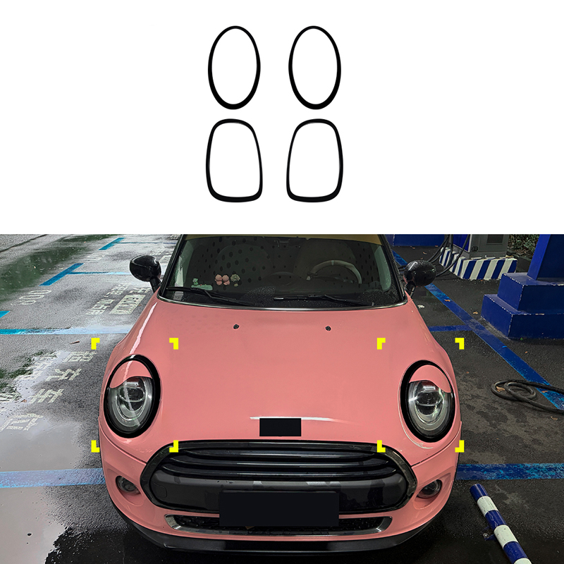 Cadres pour phares avant et feux arrière sur mesure pour Mini One/Cooper/S/Cabrio F55/F56/F57 2013-2024 - set de 4 pièces (ABS Noir Luisant)