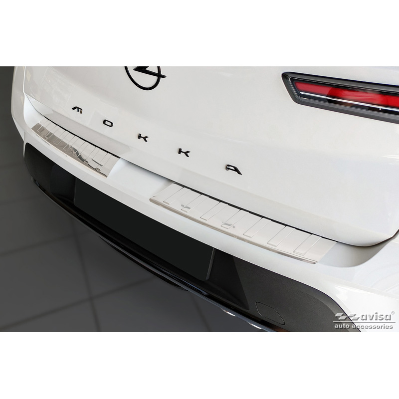 Protection de seuil arrière inox sur mesure pour Opel Mokka 2020- 'Ribs' (2-Pièces)