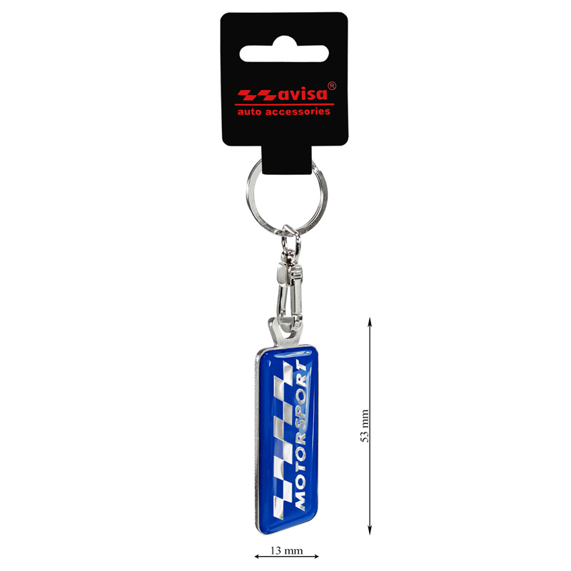 Porte-clés en acier inoxydable -  'Motorsport' Bleu