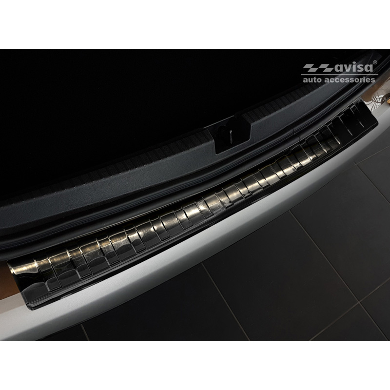 Protection de seuil arrière inox noir sur mesure pour Dacia Duster II 2018-2021 & FL 2021-2024 'Ribs'