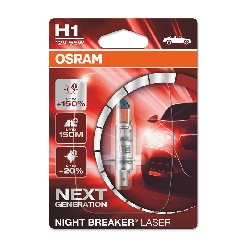 Osram Night Breaker Laser Ampoule Halogène - H1 - 12V/55W - la pièce