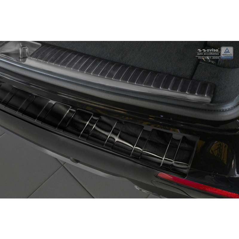Protection de seuil arrière inox noir sur mesure pour Mercedes Classe-E W213 Kombi 2016- 'Ribs'