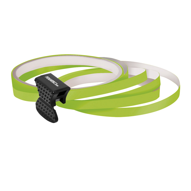 Foliatec PIN Striping pour jantes incl. pièce de montage - neon vert - 4 bandes 6mmx2,15mètre & 1 teste 6mmx40cm