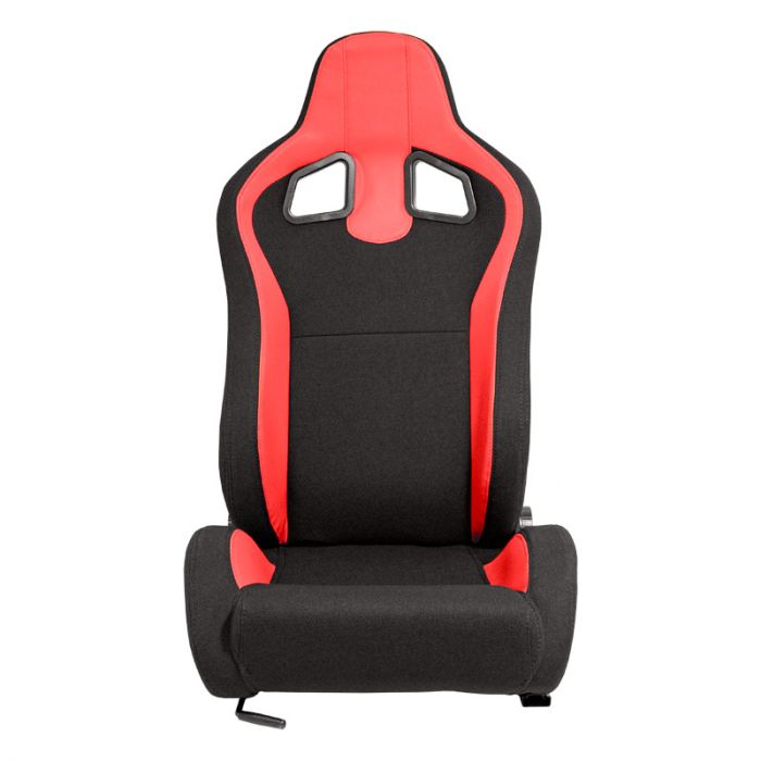 Siège baquet 'MR' - Simili Cuir Noir + Rouge Textile Pine - Dossier réglable - incl. glissières