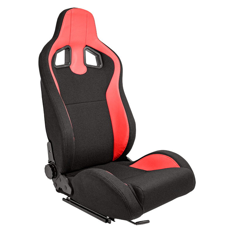 Siège baquet 'MR' - Simili Cuir Noir + Rouge Textile Pine - Dossier réglable - incl. glissières