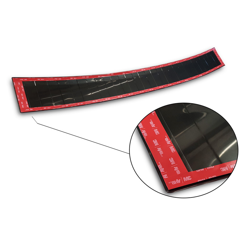 Protection de seuil arrière inox noir sur mesure pour Volkswagen Volvo V70 Facelift 2013-2016 'Ribs'
