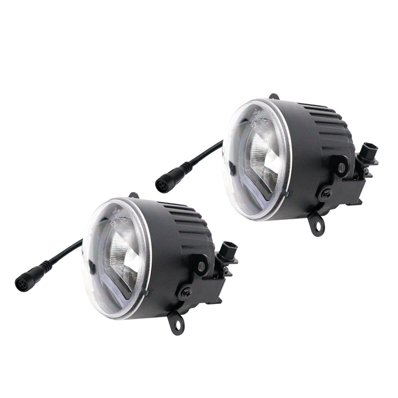 Jeu de phares antibrouillard semi-universels à LED + feux diurnes 'U-Shape' - diamètre 90mm - ECE-R19/R87 E-marque d'homologation