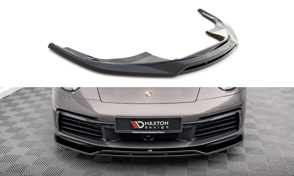 Voorspoiler Porsche 911 992 Carrera & Carrera S Maxton Glans Zwart