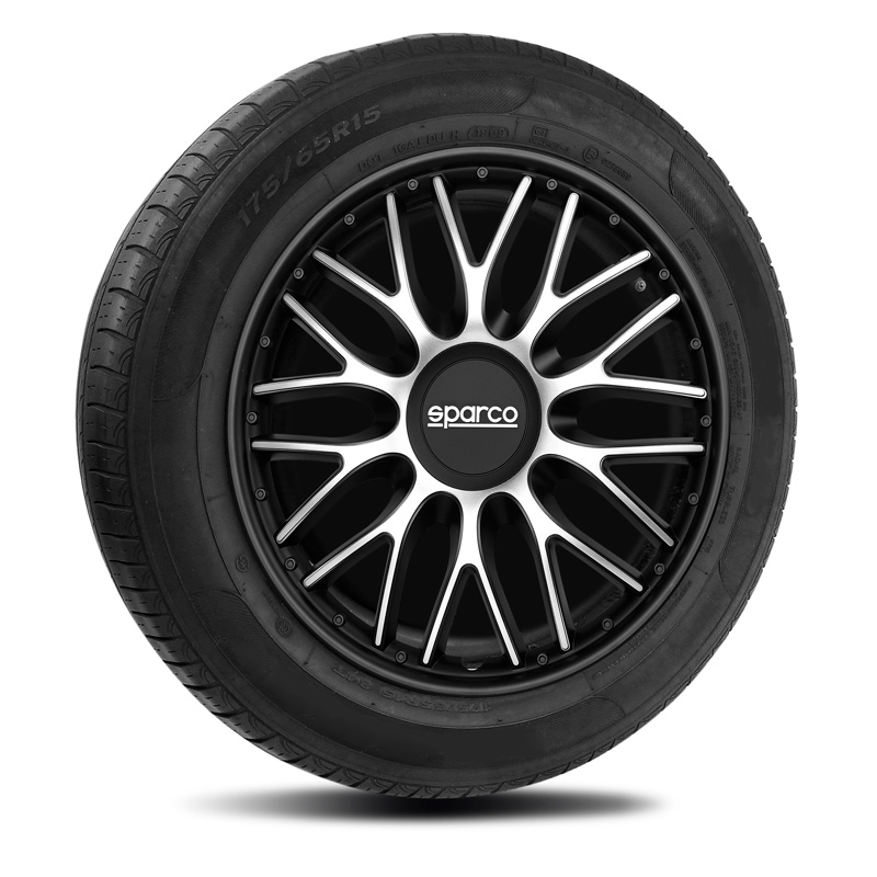 Sparco Enjoliveurs Roma - 13-pouces - Argent/Noir - Set de 4 pièces