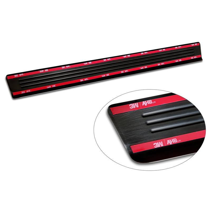 Seuils de portes inoxydable noir sur mesure pour Volkswagen ID.3 2020-2023 & FL 2023- / Cupra Born 2021- / MG 4 2022- / MG HS II 2024- 'Lines' - 4-pièces