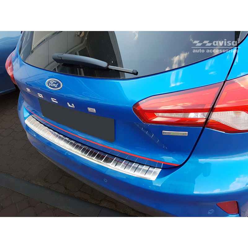 Protection de seuil arrière inox sur mesure pour Ford Focus IV HB 5-portes (incl. ST-Line) 2018-2021 & Facelift 2021- 'Ribs'