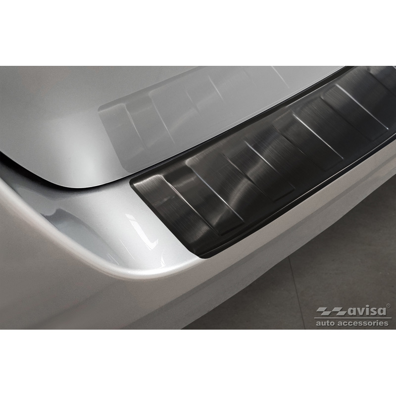 Protection de seuil arrière inox Noir sur mesure pour Volkswagen Multivan T7 2021- 'Ribs'