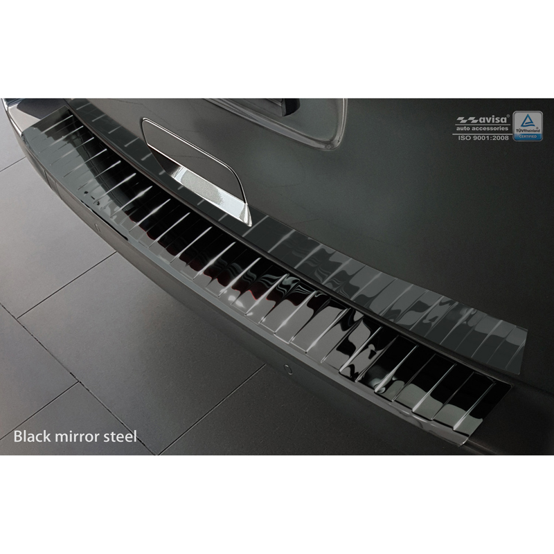 Protection de seuil arrière inox Noir-Chromé sur mesure pour Citroën Spacetourer / Peugeot Traveller / Toyota Proace Verso 2016- 'Ribs'