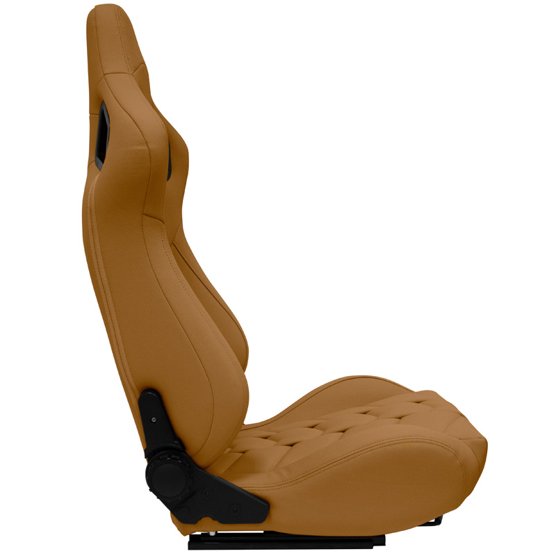 Siège baquet 'GK' - Beige Simili Cuir - Dossier réglable - incl. glissières