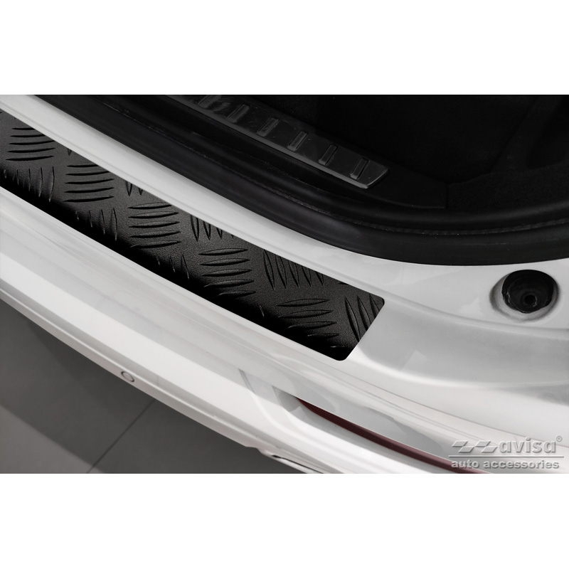 Protection de seuil arrière en aluminium noir mat sur mesure pour Volvo XC90 II 2015-2019 & et tous les modèles restylés 'Riffled Plate'