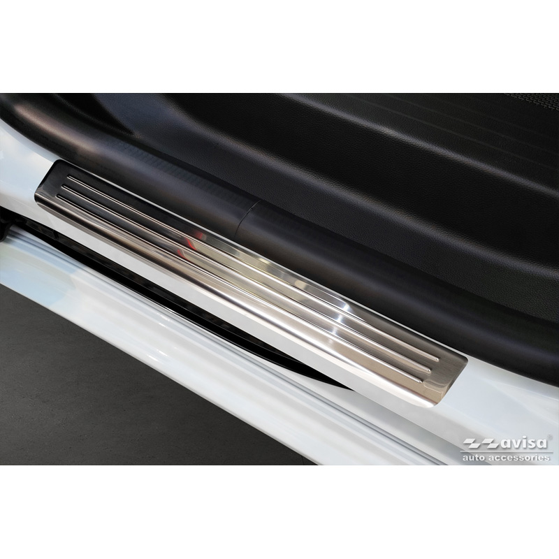 Seuils de portes inox sur mesure pour Renault Kangoo III & Nissan Townstar & Mercedes Citan 2021- - 'Lines' - 4-pièces (pour tous les modèles à 4 portes)