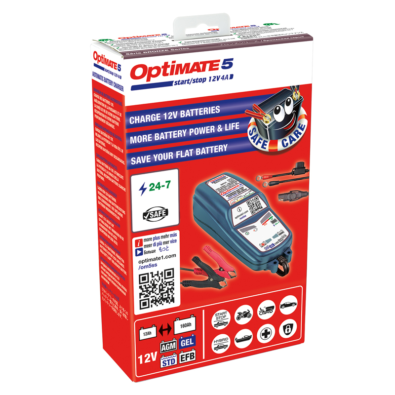 Optimate 5 Chargeur-testeur-mainteneur avec récupération de batterie 12 V 4 A en 6 étapes