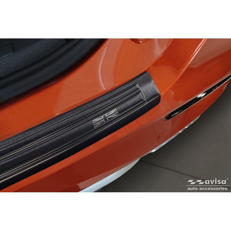 Protection de seuil arrière inox noir sur mesure pour MG ZS FL 2019-2024 'British Flag'