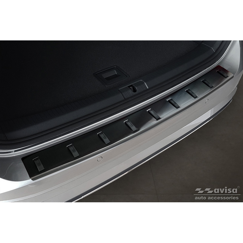 Protection de seuil arrière inox noir sur mesure pour Volkswagen Golf VII Variant Facelift 2017-2019 (incl. R-Line) 'STRONG EDITION'