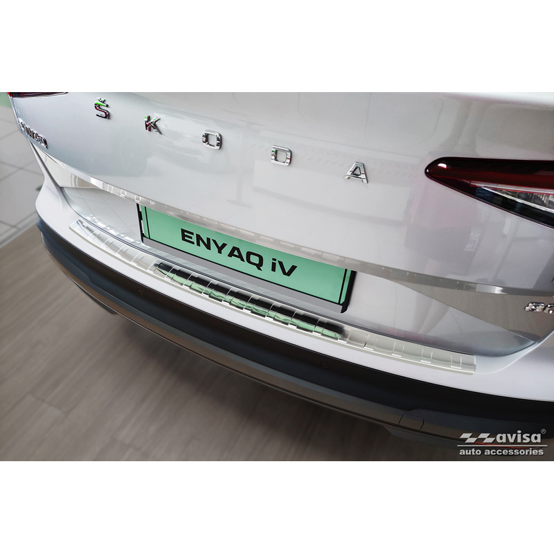Protection de seuil arrière inox sur mesure pour Skoda Enyaq iV 2020- excl. Coupe 'Ribs'