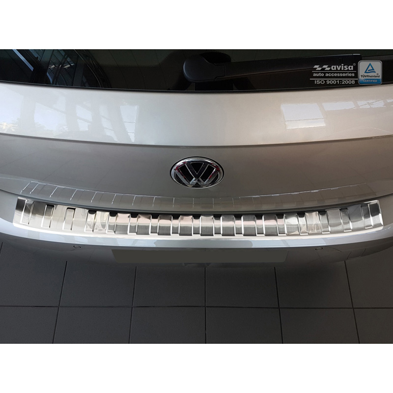 Protection de seuil arrière inox sur mesure pour Volkswagen Polo VI 5-portes 2017-2021 & Facelift 2021- 'Ribs'
