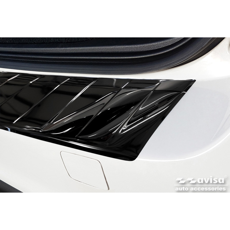 Protection de seuil arrière inox Noir-Chromé sur mesure pour Volvo V70 Facelift 2013-2016 'Ribs'