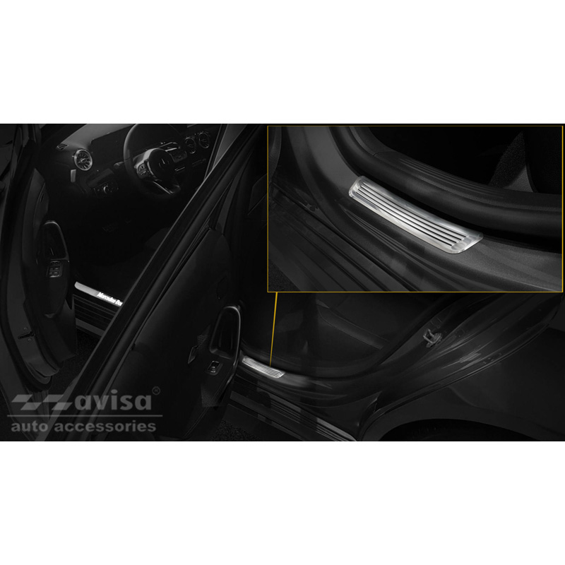 Seuils de portes inoxydable sur mesure pour Mercedes Classe-A W177 HB/Sedan 2018- 2-pièces (portes arrières)