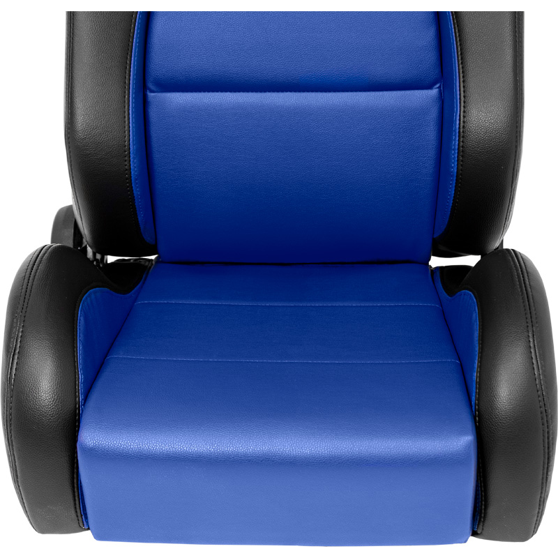 Siège baquet 'Eco' - Noir/Simili Cuir Bleu - Dossier réglable (à droite) - incl. glissières