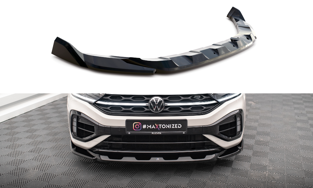 Voorspoiler V.2 Volkswagen T-Roc R FL Maxton Glans Zwart