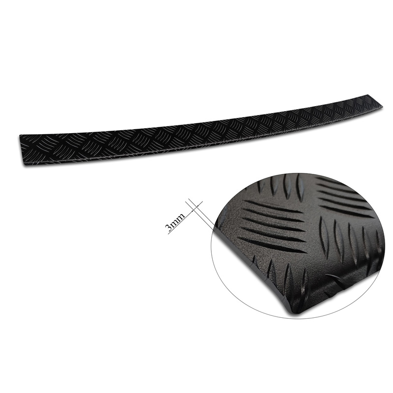 Protection de seuil arrière en aluminium noir mat sur mesure pour Volkswagen Multivan T7 2021- 'Riffled plate'