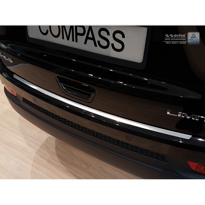 Protection de seuil arrière inox sur mesure pour Jeep Compass 2017- 'Ribs'