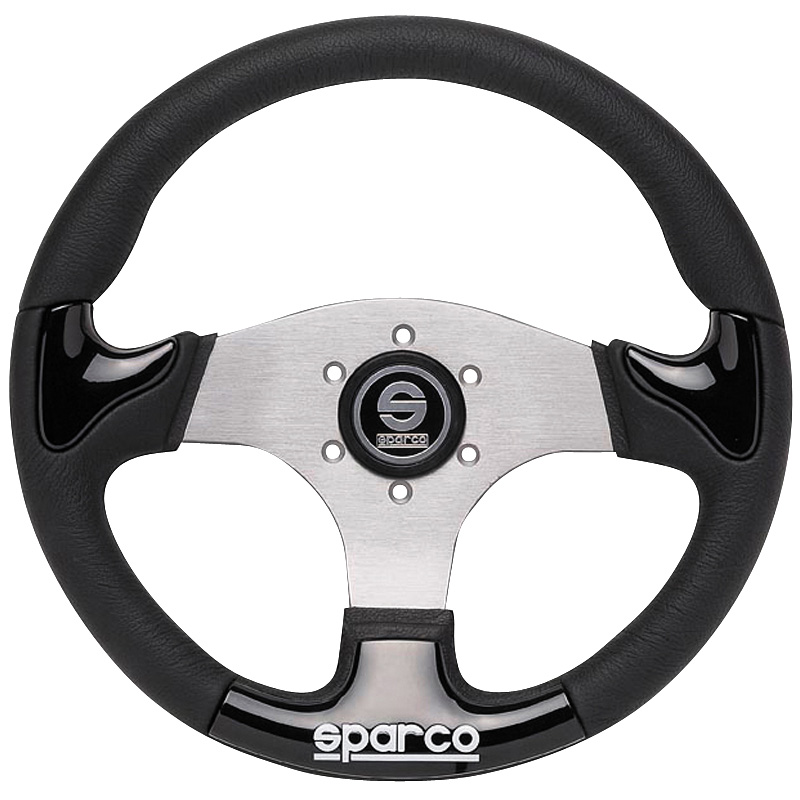 Sparco Volant Universel P222 - PU Noir/Aluminium - Diamètre 345mm