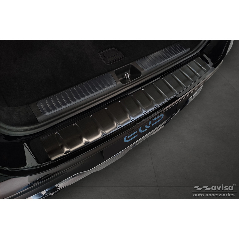 Protection de seuil arrière inox noir sur mesure pour Mercedes EQS SUV (X296) 2022- 'Ribs'