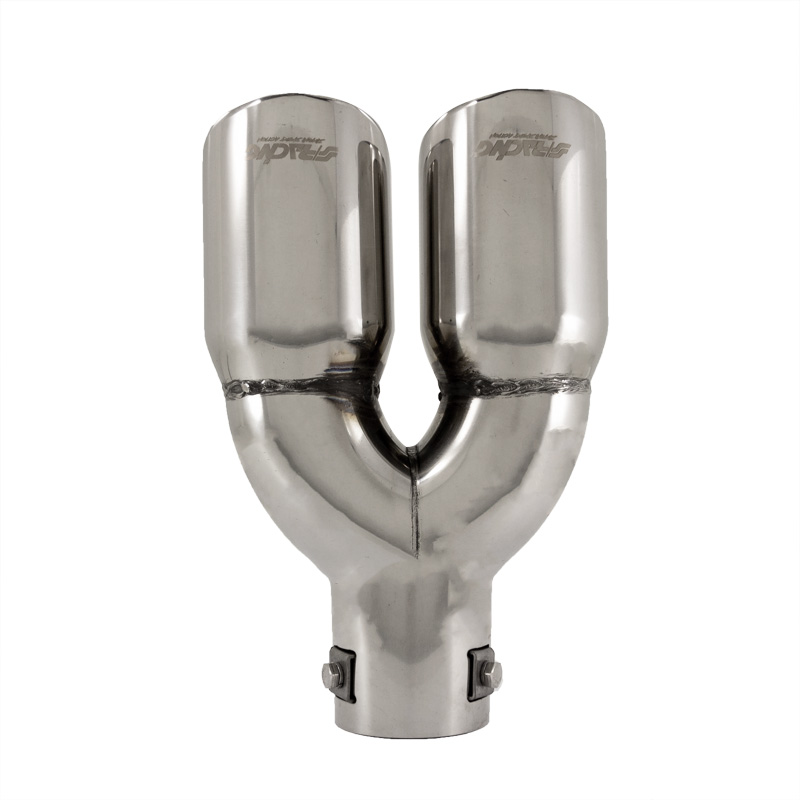 Simoni Racing Embout d'Échappement Rond Double Inox - Ø90xL242mm - Montage ->62mm
