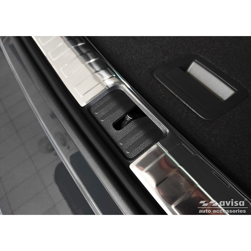 Protection de seuil arrière d'intérieur inox sur mesure pour Volkswagen Tiguan 2016-2020 & FL 2020-2024 'Ribs'