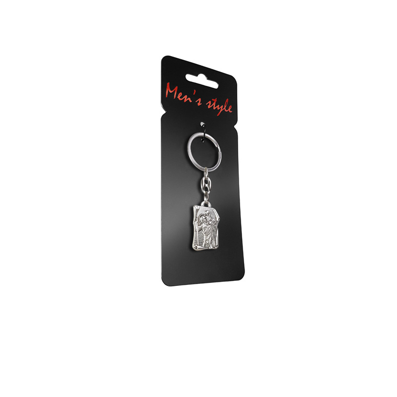 Porte-clés en acier inoxydable - Saint-Christophe & Marie (Argent)