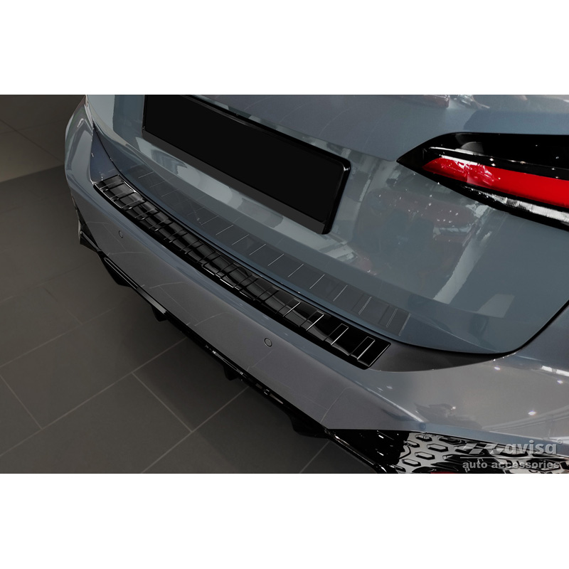 Protection de seuil arrière inox Noir-Chromé sur mesure pour BMW Série 2 U06 Active Tourer Paquet M 2021- 'Ribs'