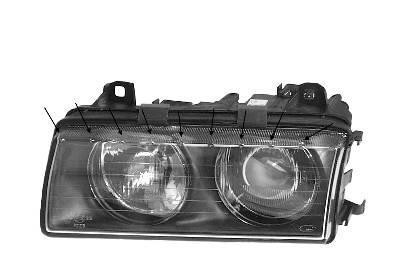 koplamp, H1+H1, links, 05/1994-09/1994 BMW 3 serie E36, 1992-199