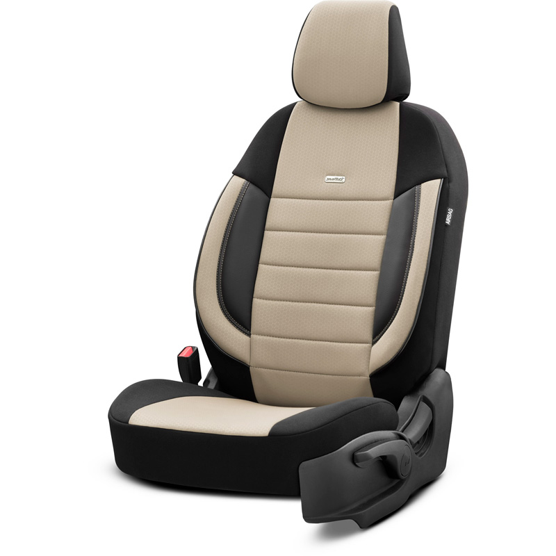 otoM Housse de sièges universel en textile 'SelectedFit Pro' Noir/Beige - 11-pièces - adapté aux Side-Airbags