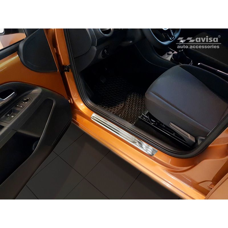 Seuils de portes inoxydable Argent sur mesure pour Volkswagen Up! 2012-/Arteon 2017- incl. Shooting Brake 2020-/Tiguan 2015-2024 incl. All Space 2017-2024 /Golf Sportsvan 2014- - 'Special Edition' - 4-pièces