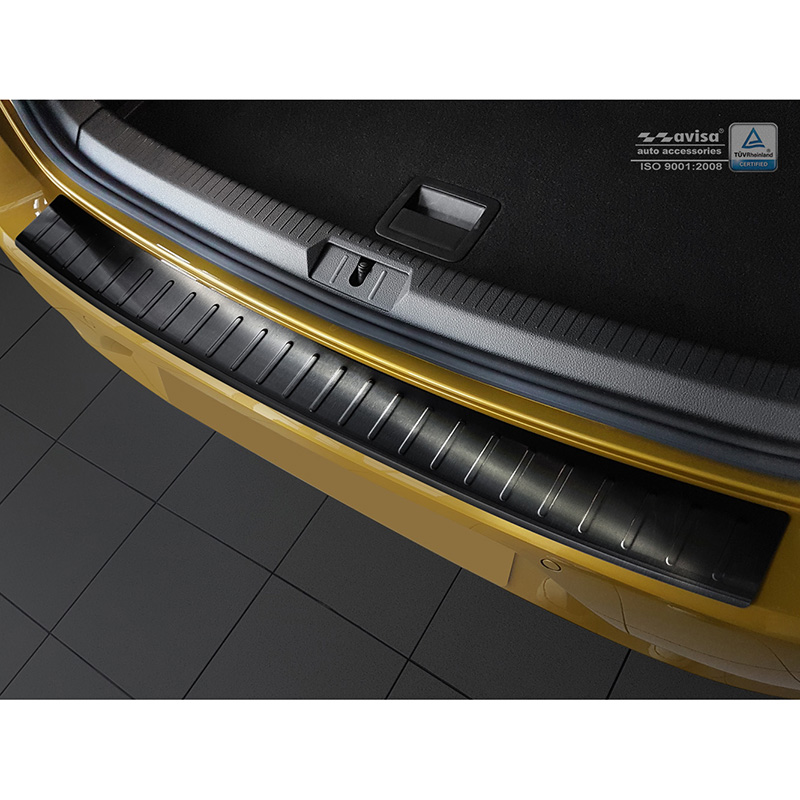 Protection de seuil arrière inox noir sur mesure pour Volkswagen Golf VII HB 3/5-portes 2012-2017 & FL 2017-2019 'Ribs'