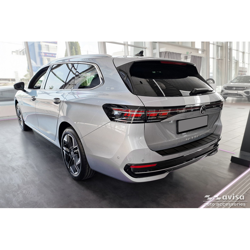 Protection de seuil arrière inox noir mat sur mesure pour Volkswagen Passat Variant (CJ5) 2023- 'Ribs'