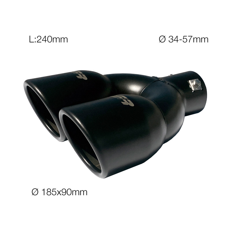 Simoni Racing Embout d'Échappement Rond Double Inox - Noir - Ø90xL240mm - Montage ->34-57mm
