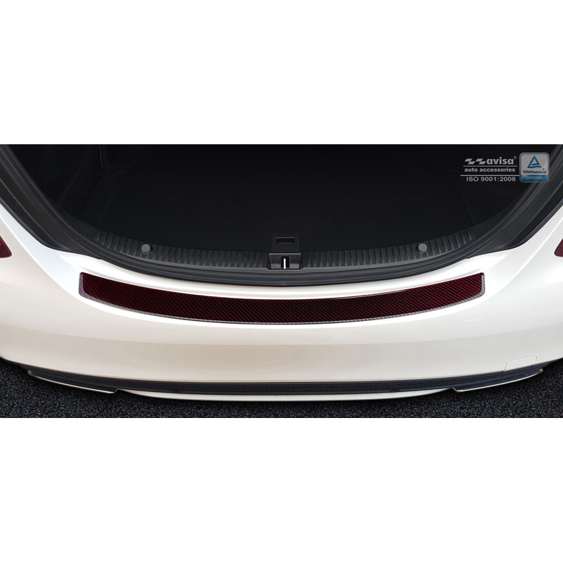Protection de seuil arrière carboné sur mesure pour Mercedes CLS (C218) 2014-2018 Carboné noir-rouge