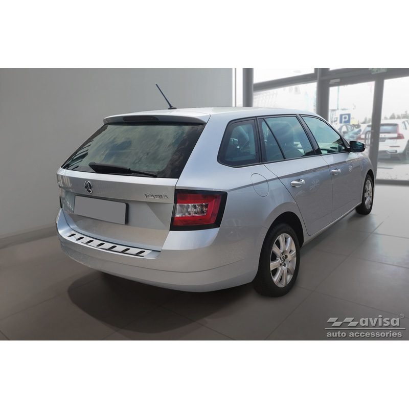 Protection de seuil arrière inox sur mesure pour Skoda Fabia III Combi 2014-2018 'STRONG EDITION'